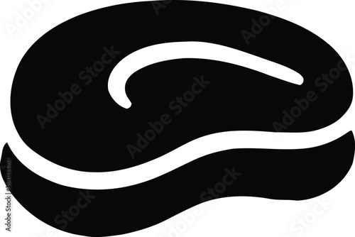 This graphic features a bold silhouette of a meat cut, representing various culinary applications. Its streamlined design makes it suitable for use in menus, butcher shops, or culinary-related discuss