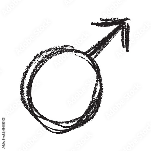 Hand drawn male gender identity sign Symbol used to represent sex and gender