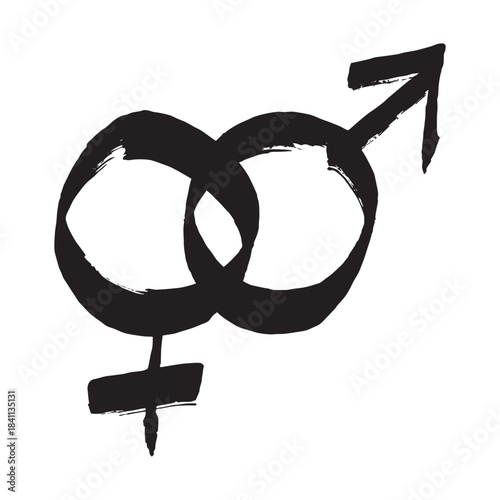 Hand drawn heterosexual gender identity sign Symbol used to represent sex and gender