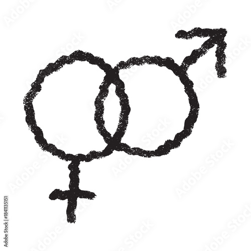 Hand drawn heterosexual gender identity sign Symbol used to represent sex and gender