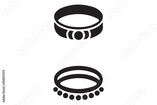 Two simple black outline icons representing rings or crowns isolated on white background