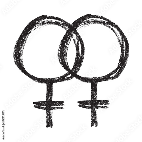 Hand drawn lesbian identity sign Symbol used to represent sex and gender