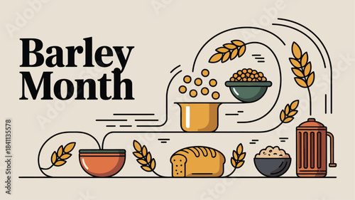 Barley Month Nutrition Grain Celebration Design