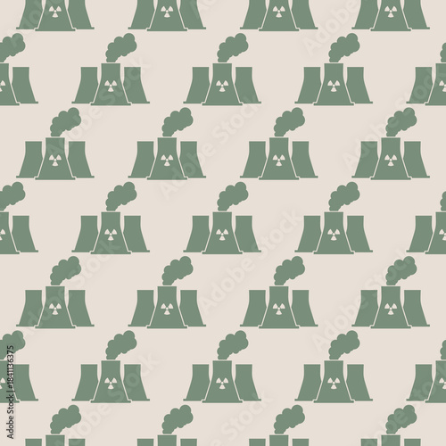 Nuclear power plant seamless pattern isolated on color background
