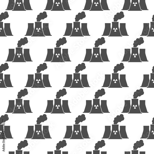 Nuclear power plant seamless pattern isolated on white background