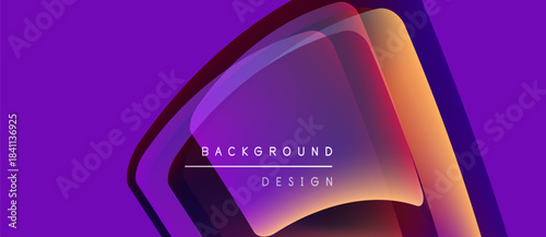 Abstract purple design features layered shapes. Gradient colors blend smoothly, creating modern visual impact. Text reads background design.