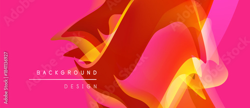 Abstract vibrant background design. Orange, red, pink hues blend dynamically. Modern aesthetic, smooth gradients create flowing shapes.