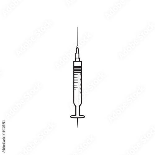 Vector illustration of a medical syringe with clean design and simple details.