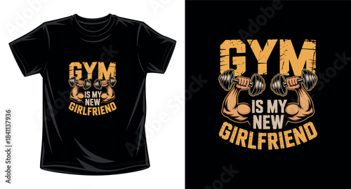 Gym fitness graphic vector art t-shirt design print template