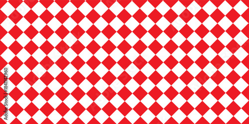 Red and white checkered seamless background. Red and white graphic resources, checkered pattern vector illustration. Red and white checkered pattern design with vertical position.