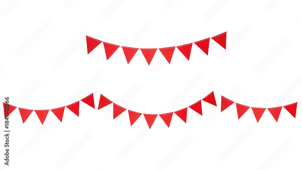 Fototapeta premium Red Triangle Bunting Banners for Party and Celebration Decoration