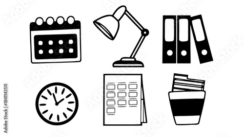 “office and productivity icons, clean flat vector pack”