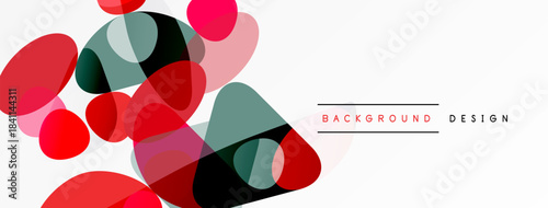 Abstract design features overlapping shapes. Red, gray, black hues create modern aesthetic. Minimalist composition suits various projects.