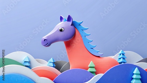 Year of horse celebration colorful paper art creative studio vibrant environment playful viewpoint