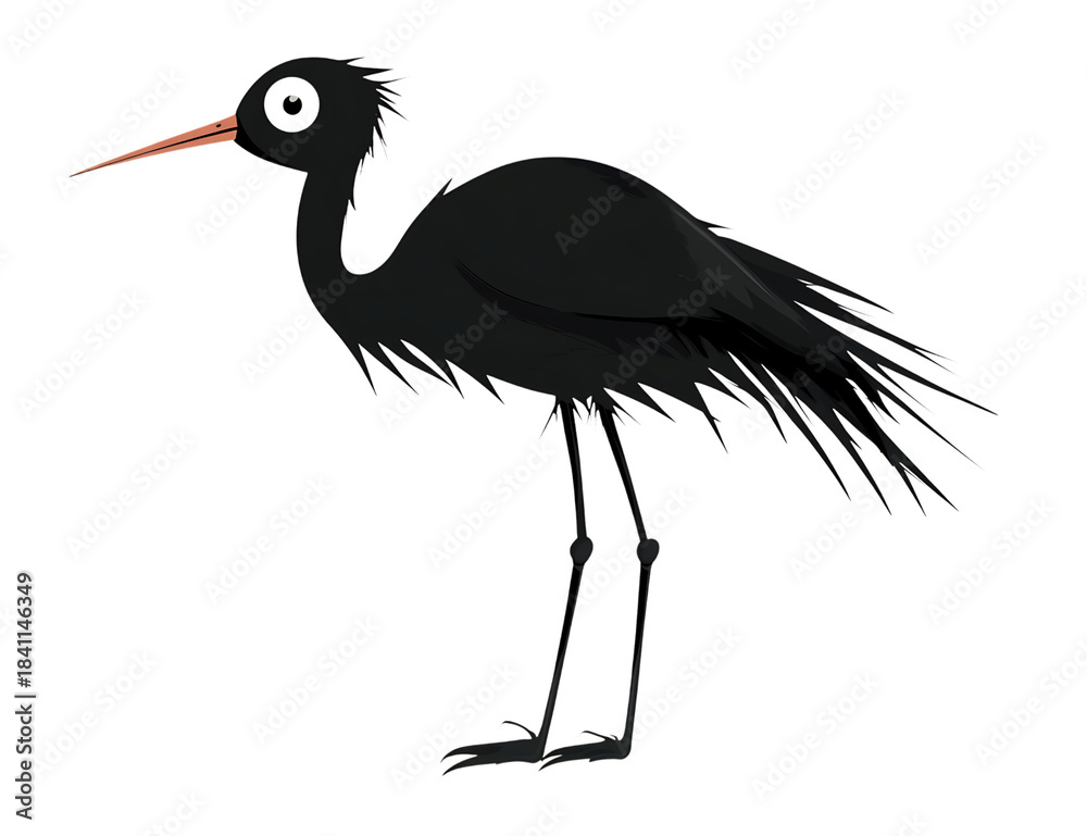 Fototapeta premium Black Bird Illustration on Transparent Background, Stylized for Design Projects