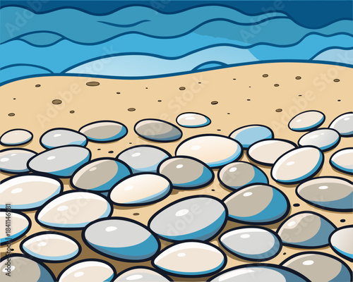 Pebbles on the beach Vector