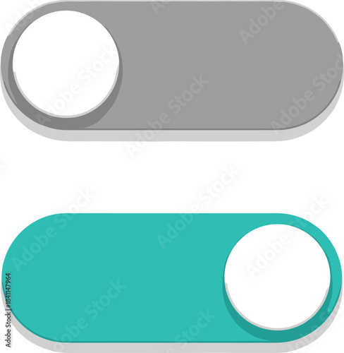 Toggle switch UI vector set showing on and off states for interface design, mobile applications, and digital user experience components