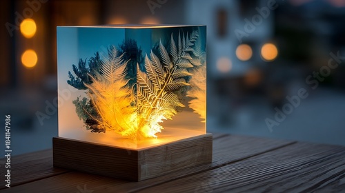 Delicate Feathers of Prehistoric Bird Encased in Clear Display Block