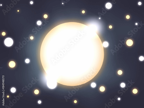 月のようなキラキラ輝く光の球体の背景素材