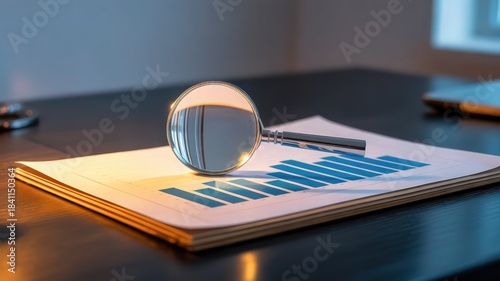 Magnifying Glass and Growing Data | Investment Analysis and Market Trends Concept.