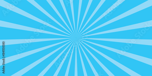 Comic background. Pop art texture. Starburst cartoon style. Anime design with explosion effect for print. Fun dot pattern. Blue backdrop with halftone gradient. Funny line frame. Vector illustration