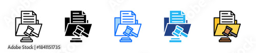 Legal Filing Icon Set Multiple Style Collection