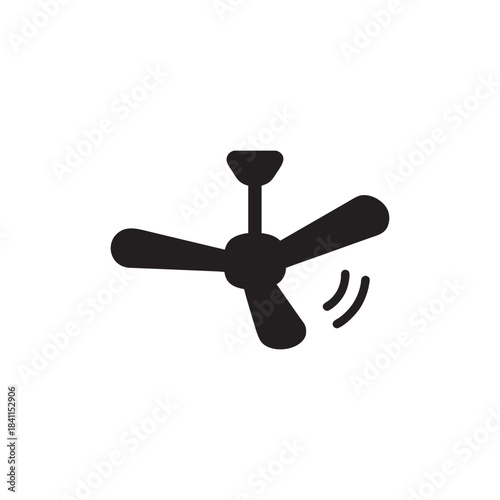 Smart home ceiling fan icon black and white vector illustration for smart house automation and climate control