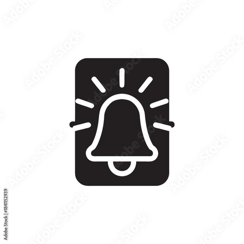 Smart Home Alarm Notification Icon Black And White Vector Illustration