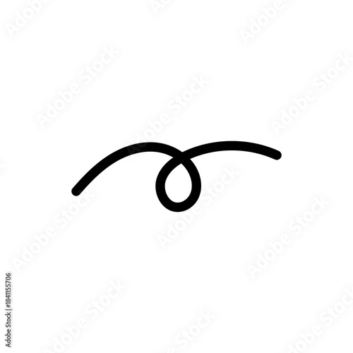 Simple hand-drawn wavy line with a central loop, a minimalist black doodle element on a white background