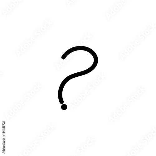 Simple black question mark icon on a clean white background, representing inquiry, doubt, mystery, and the unknown.