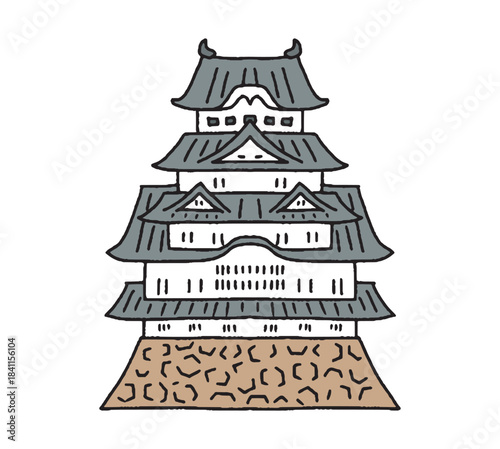 姫路城の手描きイラスト