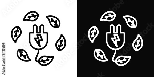 Green Energy Icon White And Black Background Style