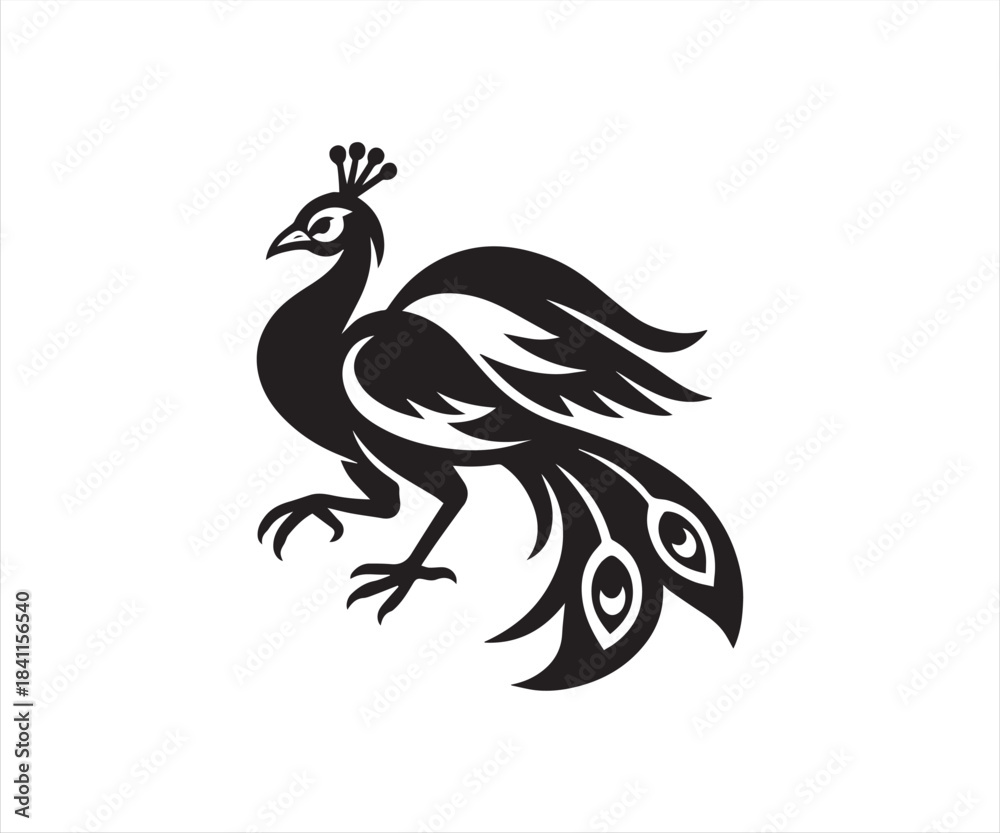 Obraz premium Peacock Silhouette Vector Illustration