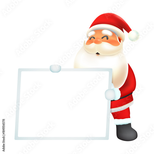 Cute Santa Claus Holding a Blank Sign