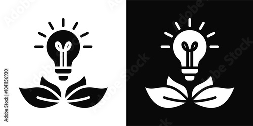 Eco Conscious Icon White And Black Background Style