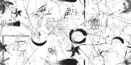 Scratchy grungy endless pattern . seamless pattern texture. Grange shapes .Grunge film scratchy texture . Vector grainy retro noise texture .Screen print endless pattern texture. Print