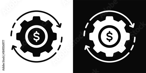 Circular Economy Icon White And Black Background Style