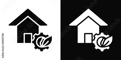 Greenhouse Icon White And Black Background Style