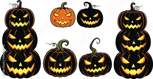halloween pumpkin vector image for free scary jack o lantern carving design template artwork