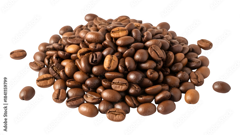 Fototapeta premium Coffee Beans, isolated on white or transparent background. PNG