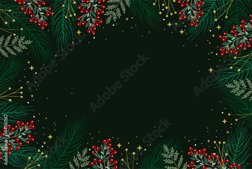 Winter card and invitation. Floral frame and background design. Vector illustration.