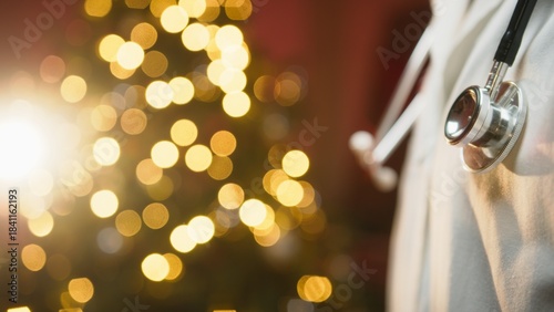 Merry Christmas With the Anonymous Doctor in the Hospital With Glowing Tree