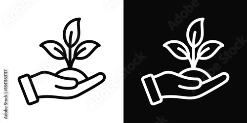 Ecology Icon White And Black Background Style