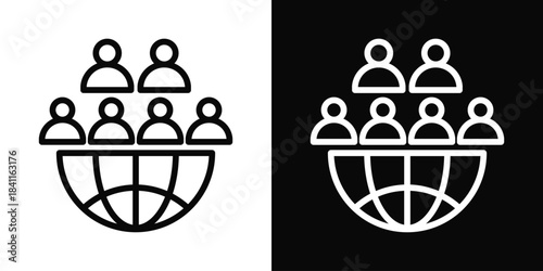 Population Icon White And Black Background Style