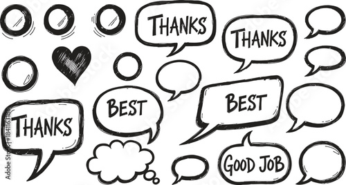 A collection of colorful speech bubbles and banners containing various expressions, words, and acronyms used in online communication.