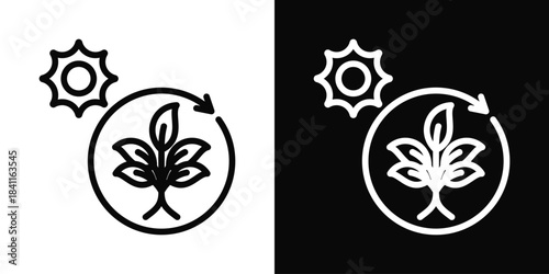 Photosynthesis Icon White And Black Background Style