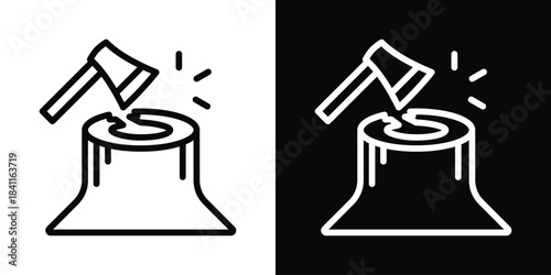 Wood Cutting Icon White And Black Background Style