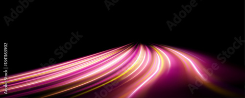 : Dynamic fire-like lines streak across a dark sky, leaving glowing sparks. Energy flows in every curve. Perfect for modern banners and wallpapers.