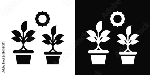 Photosynthesis Icon White And Black Background Style