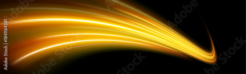 Sharp neon traces sweep across the frame. Their rapid curves leave luminous arcs behind. A deep electric glow fills the background.